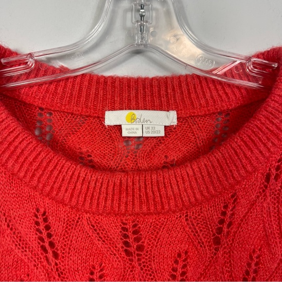 Boden Pointelle Fluffy Sweater Bright Coral K0555 Plus Size 20 / 22 Wool Aplaca - Picture 8 of 16